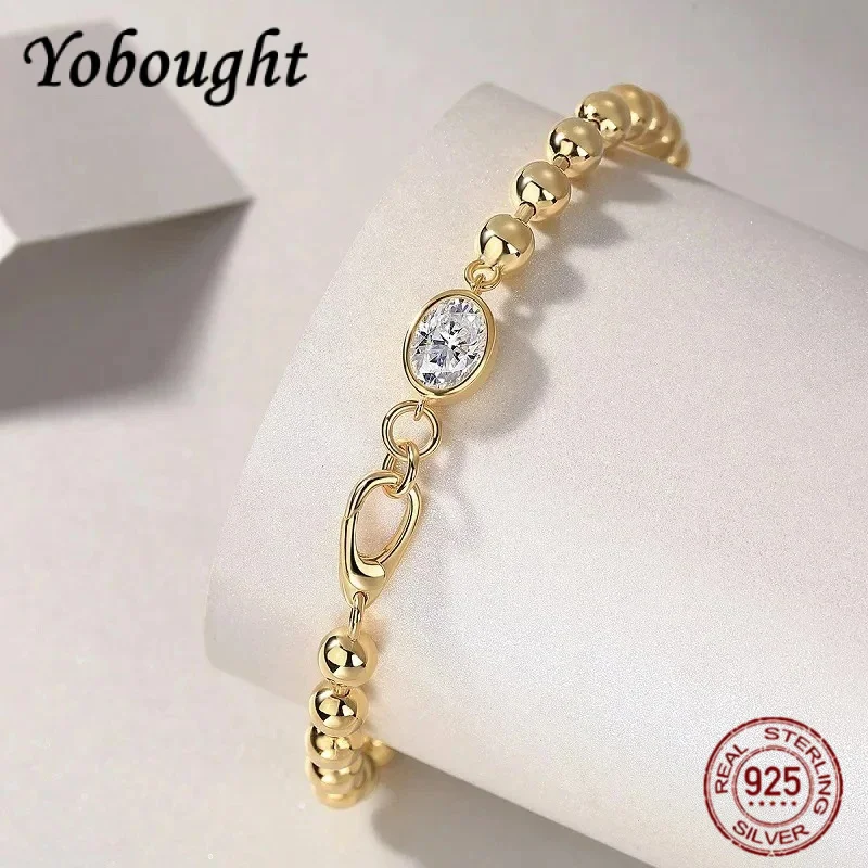 

D Color Moissanite S925 Sterling Silver Sparkling Bead Bracelet Hot sale Fine Jewelry For Women Trendy Gift