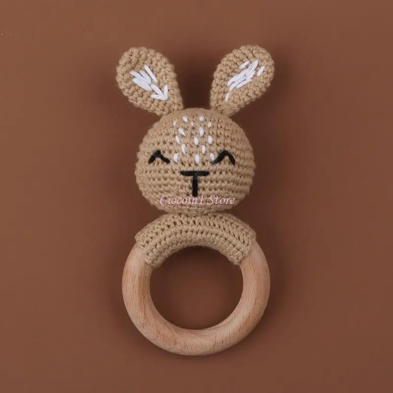 Y1UB crochê brinquedo anel dentição para crianças bercenárias Brinquedos decoração para desenhos animados para bebês