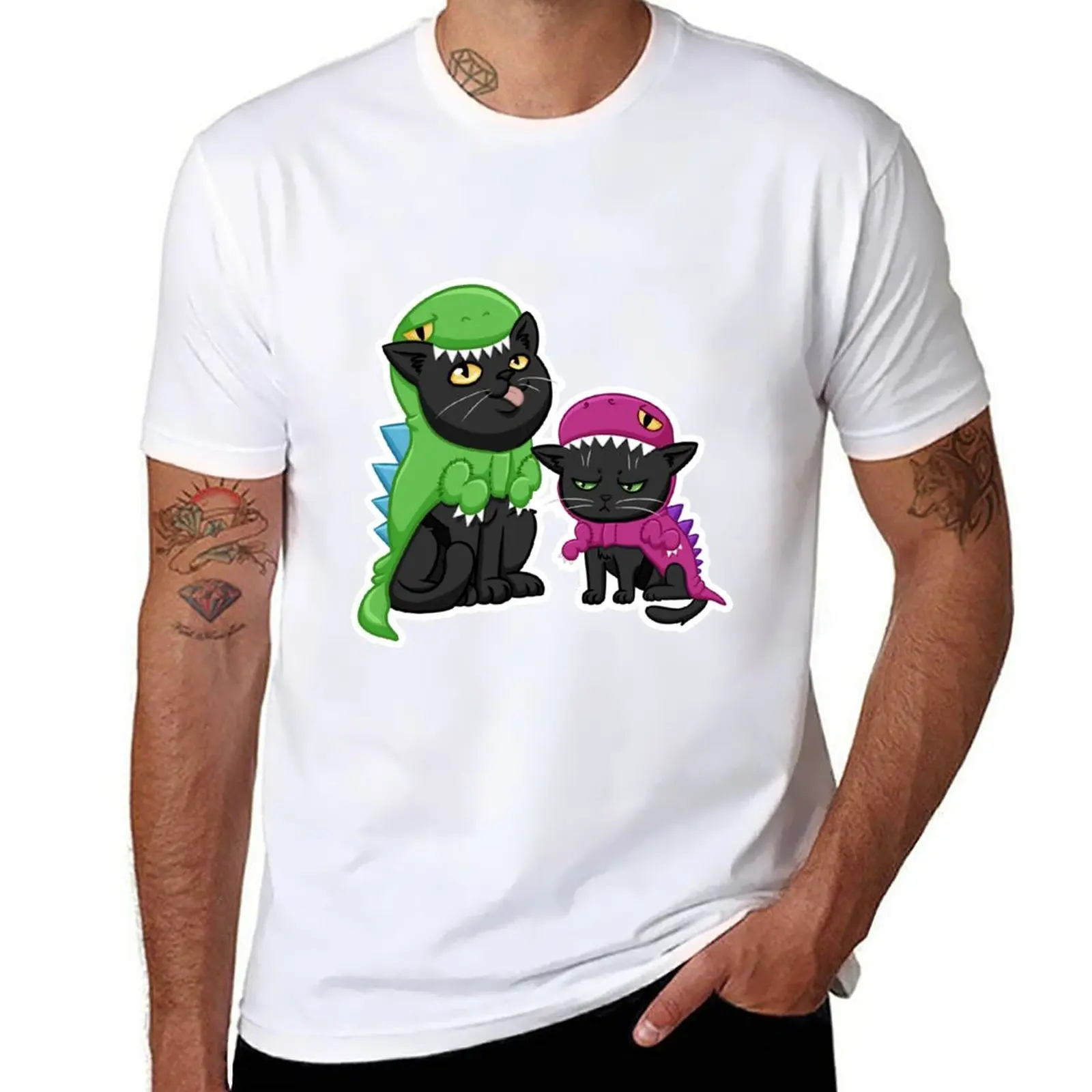 New Dino Kitties | Momo and Püppi T-Shirt t-shirts man T-shirt short heavy weight t shirts for men