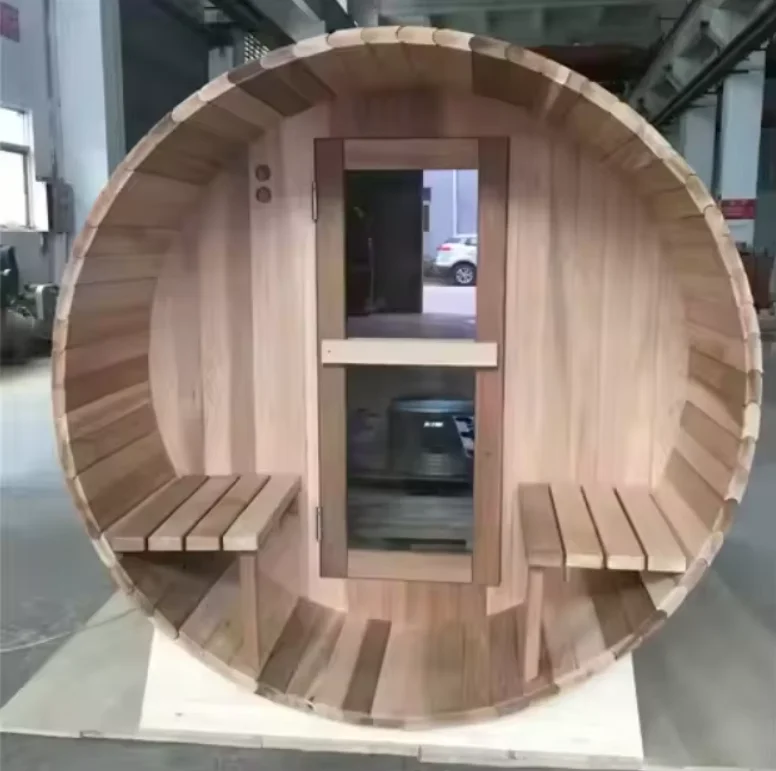 Smartmak Portable Hemlock Wood Home Barrel Sauna Bath Dry and Wet Steam Room Far Infrared Outdoor Sauna