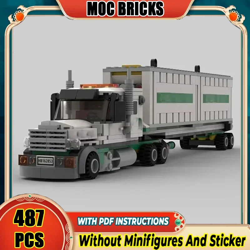 

Moc Building Bricks Air Cargo Truck Container Trailer Car Model Technology Modular Blocks DIY Sets Assembly Christmas Toy Gift