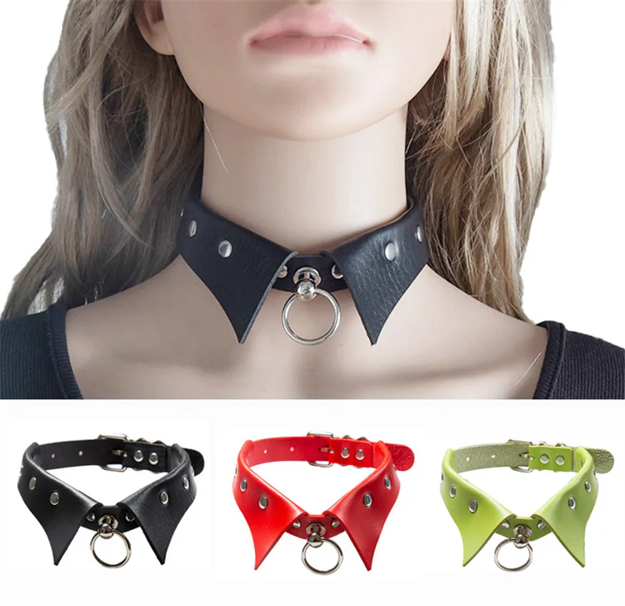 

New Fashion Sweet Cool Torques Necklace Gothic PU Leather Rivets Chain Choker Collar Necklace For Women Men Body Chain Jewelry