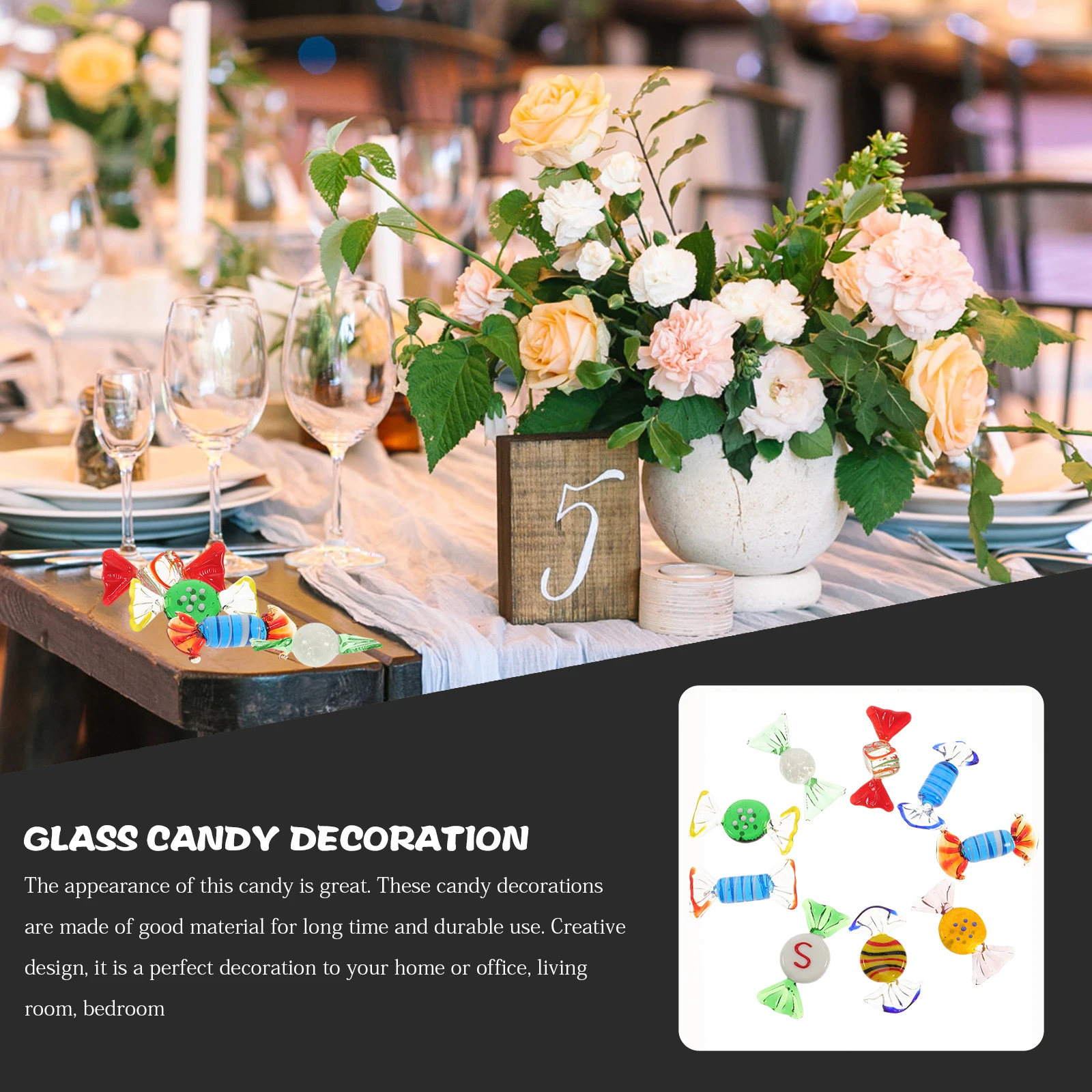 

12 Pcs Candy Themed Party Decorations Christmas Mini Glass Blown Ornaments Wedding