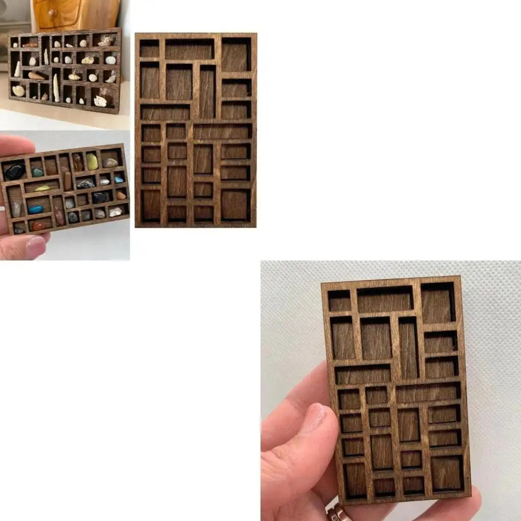 

Miniature Natural Jewelry Holder Wooden Crystal Box Pocket Sized Trinket Storage Shelf for Jewellery Collectors