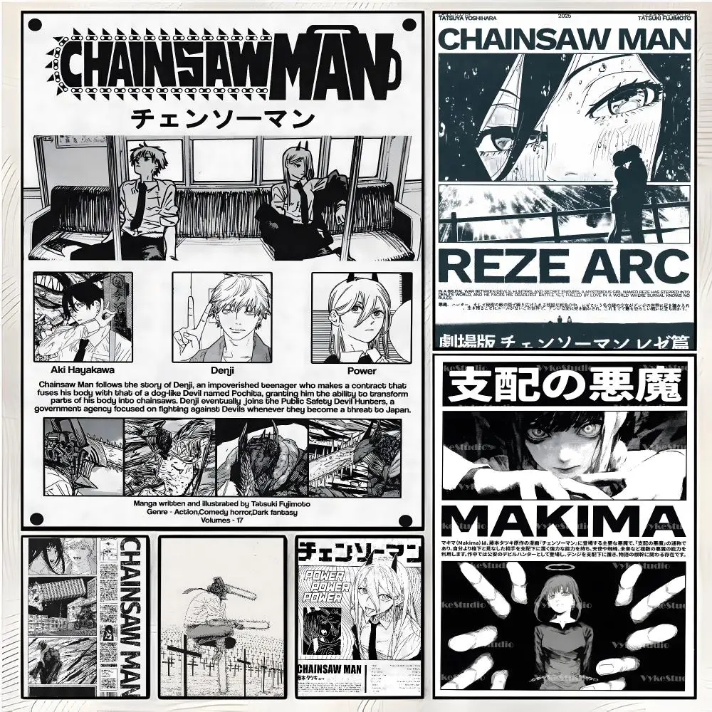 dark anime C-Chainsaw Man Poster Superior Home Space  Indoor Decorative Art & Home Decor