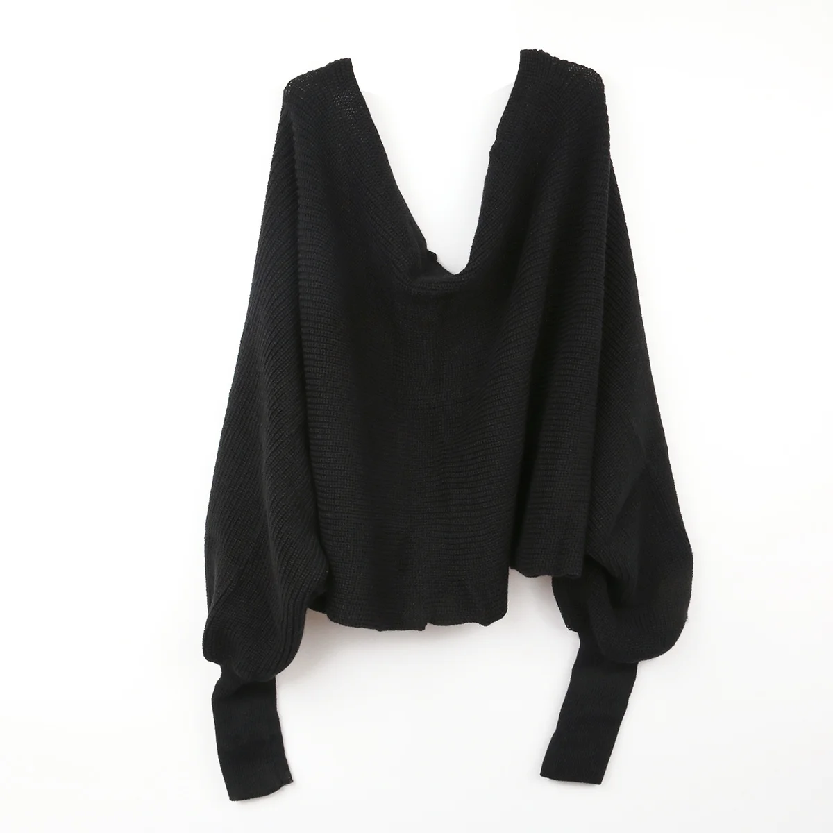 Dunkelgrauer Unisex-Strickschal, Umhang-Schal, koreanischer Stil, lange Ärmel, Herbst-Winter, warmer Halsbezug, weicher, elastischer Schal