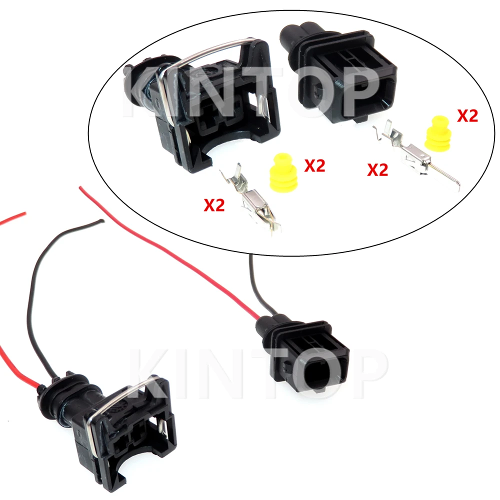 1 Set 2 Pins Automobile Fuel Spray Nozzle Wiring Harness Waterproof Socket AC Assembly 282189-1 282762-1 Auto Parts