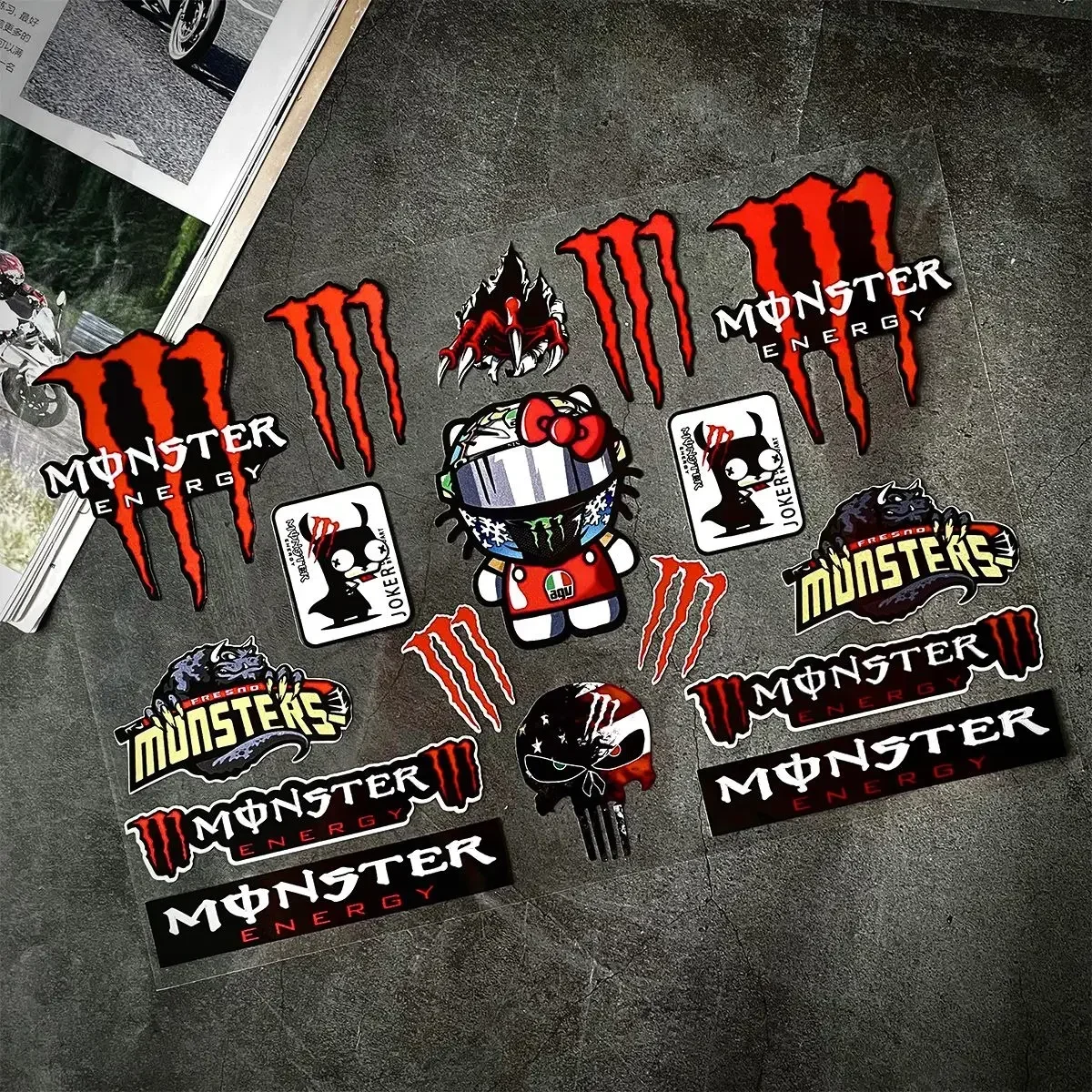 New Monster Energy Reflective Sticker Suitable for Motorcycle Modification Decals Racing Helmet Waterproof Decorative Sticker