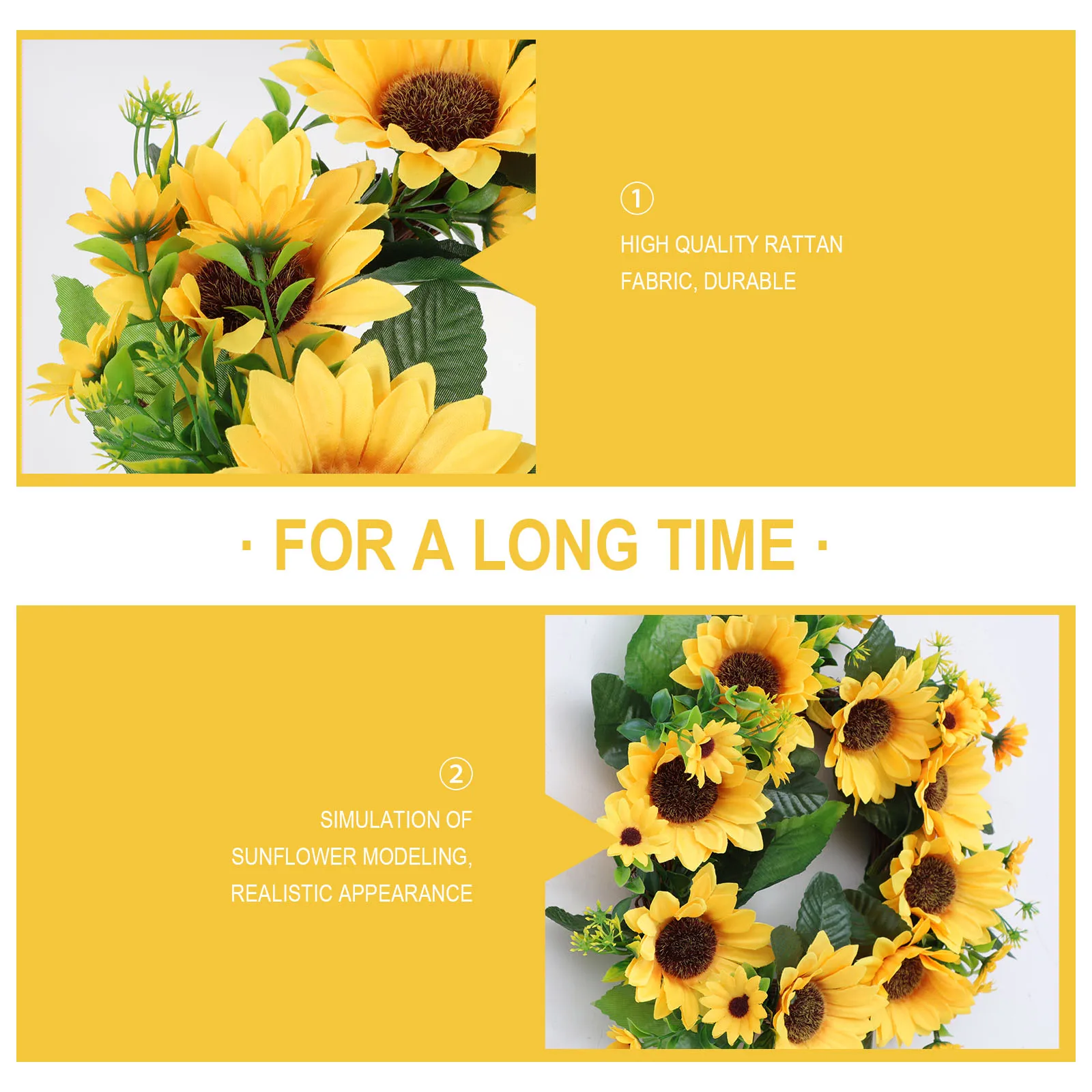 

1Pcs Sunflower Wreath Artificial Simulated Material Home Door Wall Decoration Holiday Festival Fake Garland Party Decor