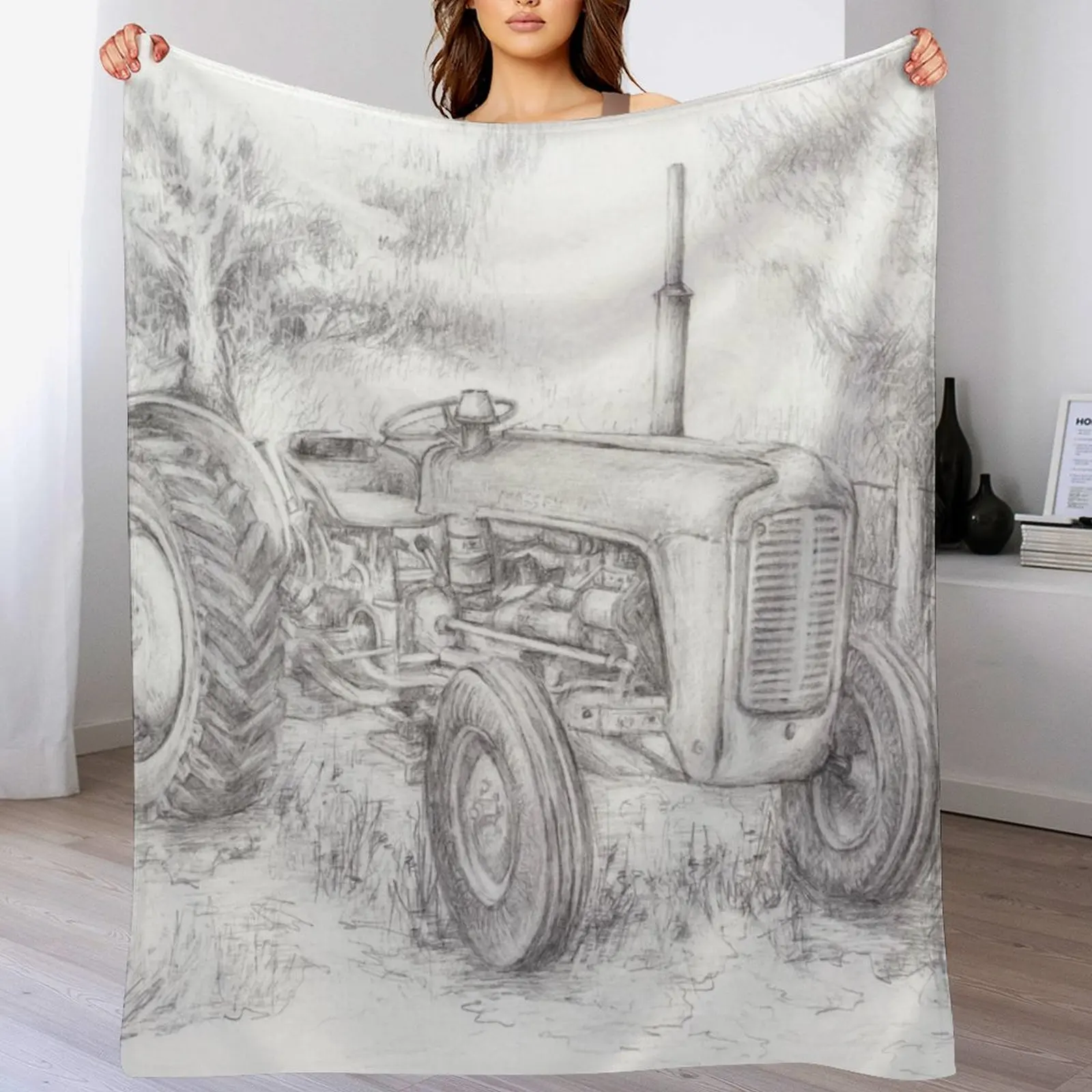 Massey Ferguson 35 tractor drawing Throw Blanket for babies anime Picnic manga Blankets