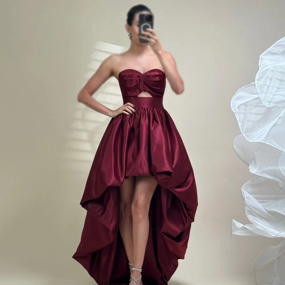 Maßgeschneidertes formelles Abendkleid mit Herzausschnitt für Damen, ärmellos, mit Schnürung, A-Linie, Hi-Lo-Kleider, elegantes Ballkleid, Hochzeits- und Partykleid