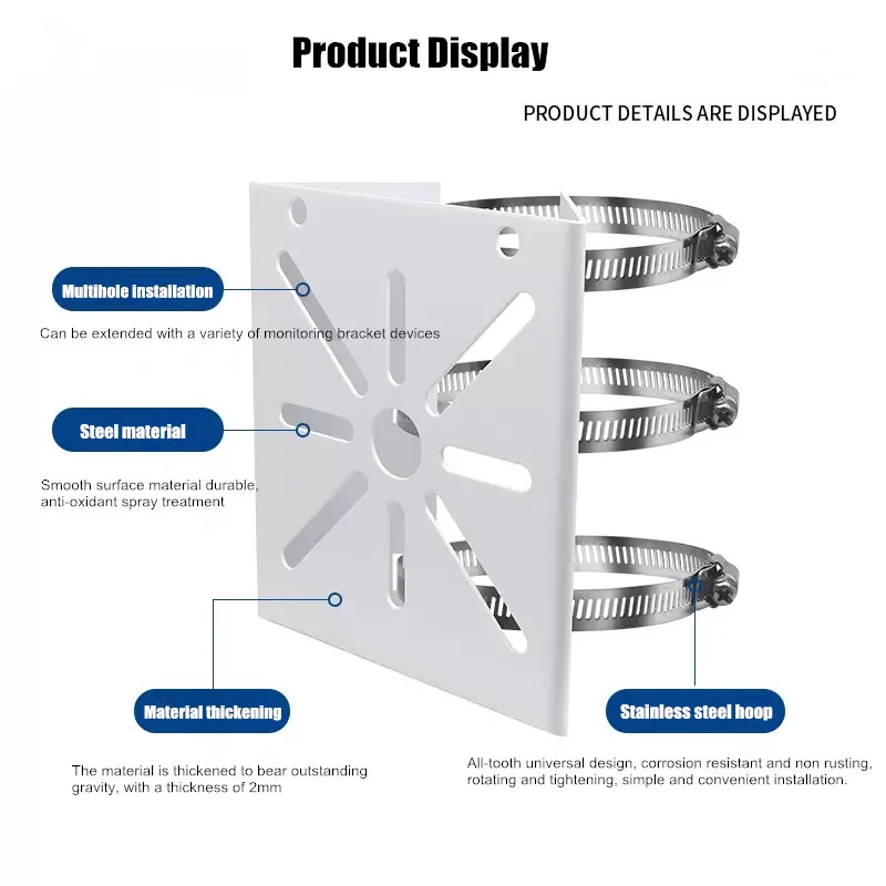 Security Camera Pole Mount Bracket Monitoring Hoop Bracket Street Light/ Electric Pole/Vertical Pole/Horizontal Bar Pole Holder