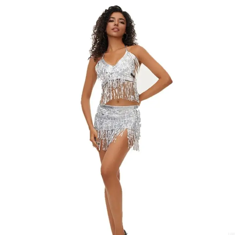 2Pcs Belly Dance Costumes Set for Women Girls Belly Dance Bra Tops and Bellydance Hip Scarf Belly Dancer Outfits Gifts F3MD