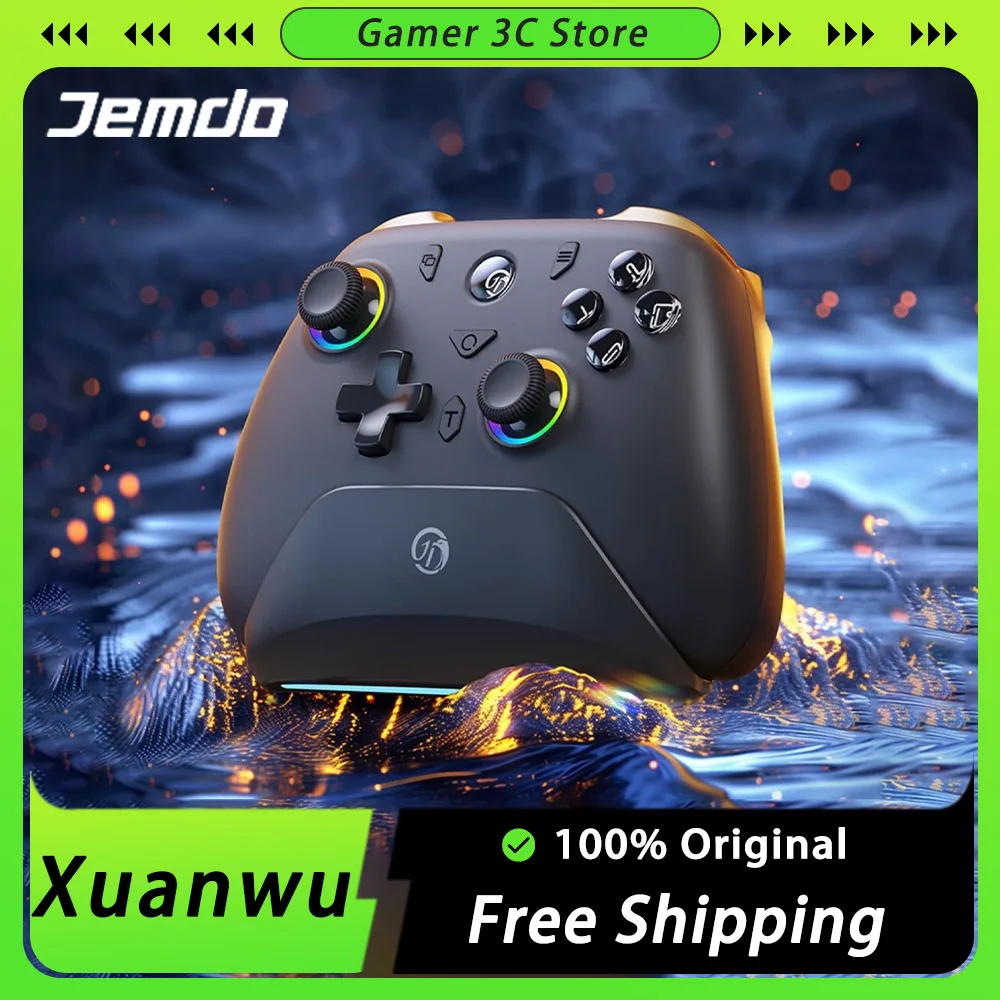 Jemdo Xuanwu Tri mode Wireless Gaming Gamepad With Charging Base Hall Trigger Joystick Controller For Switch Steam PC Gamer Gift