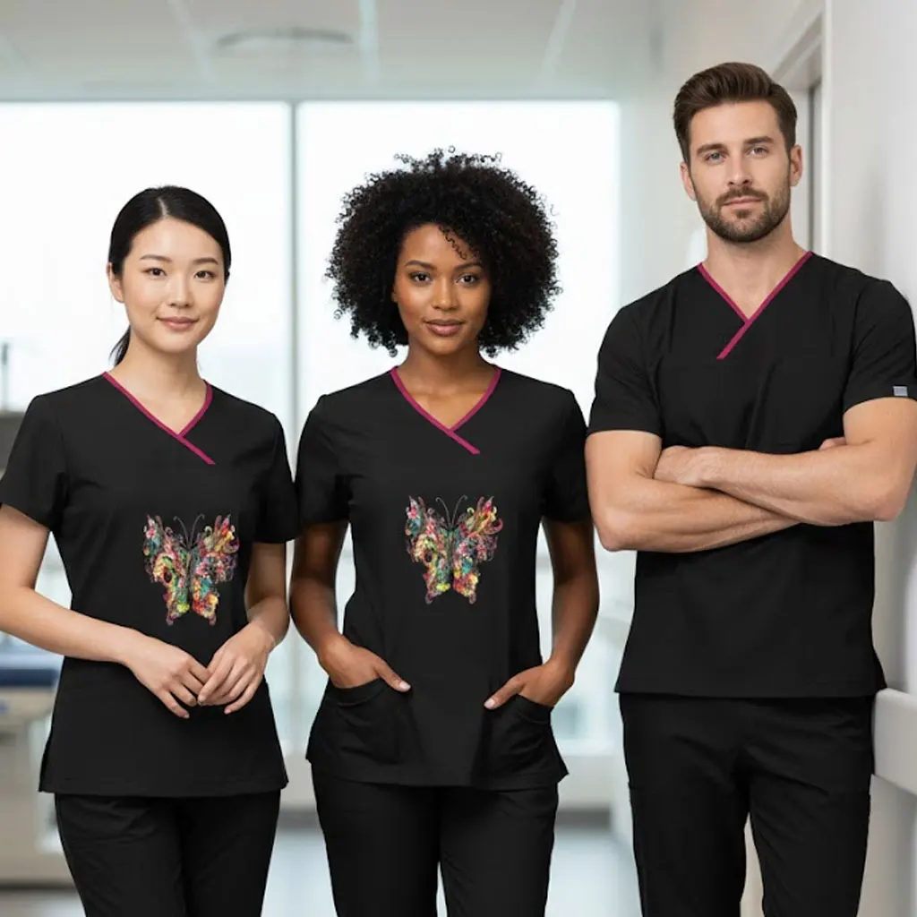 Individuell Bedruckter Professioneller Kurzarm-OP-Anzug für Frauen Zahnärztlicher & Physiotherapeutischer Spezialist Chirurgischer Kittel-Set