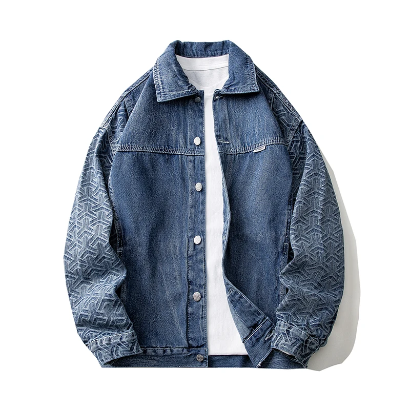 Trendy Brand Retro New High-End Cool Top Loose Casual Distressed Washed Denim Jacket For Men