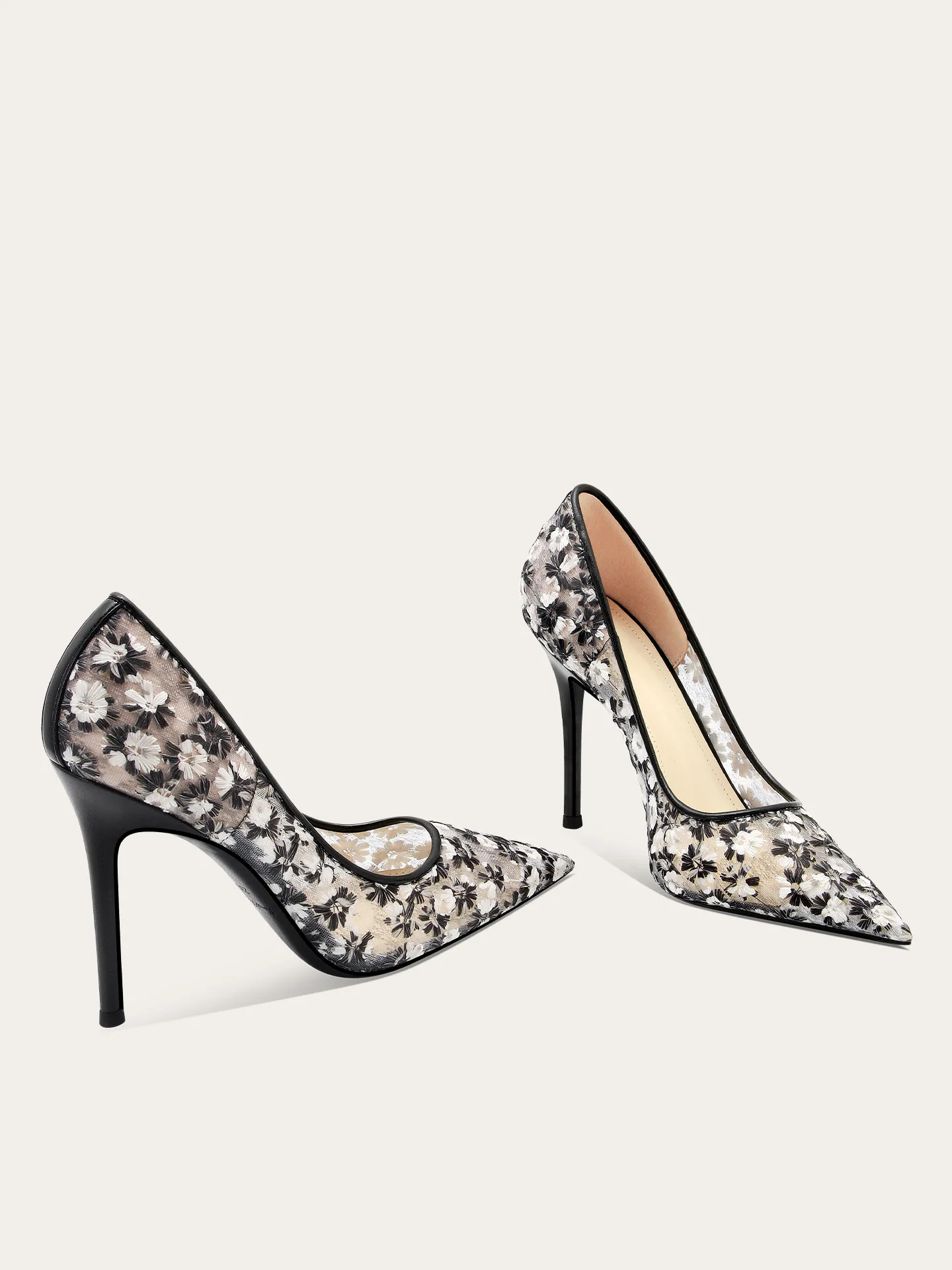 Retro daisy floral mesh high heels with stunning female atmosphere, paired with formal dresses and single shoes