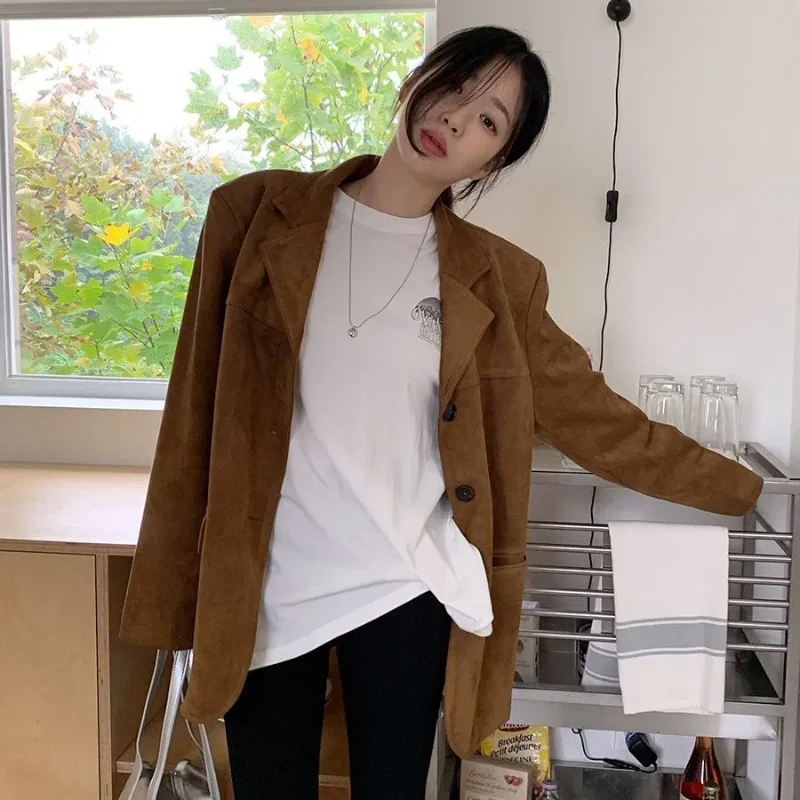 Retro Suit Jacket for Women's Temperament and High-end Formal Occasions Single-breasted Double-pocket Suit