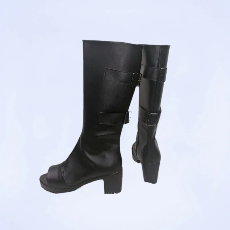 Buty do cosplayu Haruno Sakura, czarne buty ze skóry PU, akcesoria do kostiumu na Halloween, rekwizyty, wykonane na zamówienie.