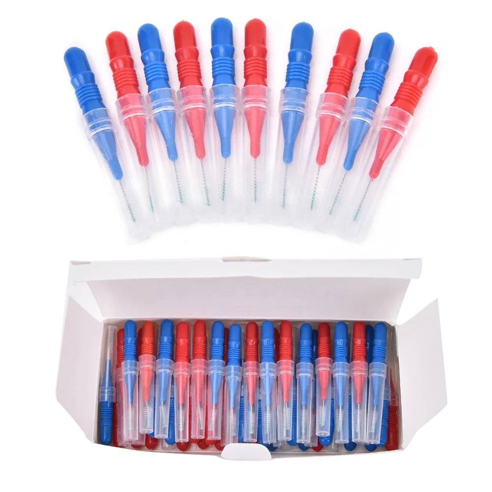 50pcs/100pcs Box Interdental Brushes Health Care Teeth Push-Pull Brush Removes Food Plaque Whitening Cleaner Oral Hygiene Tool