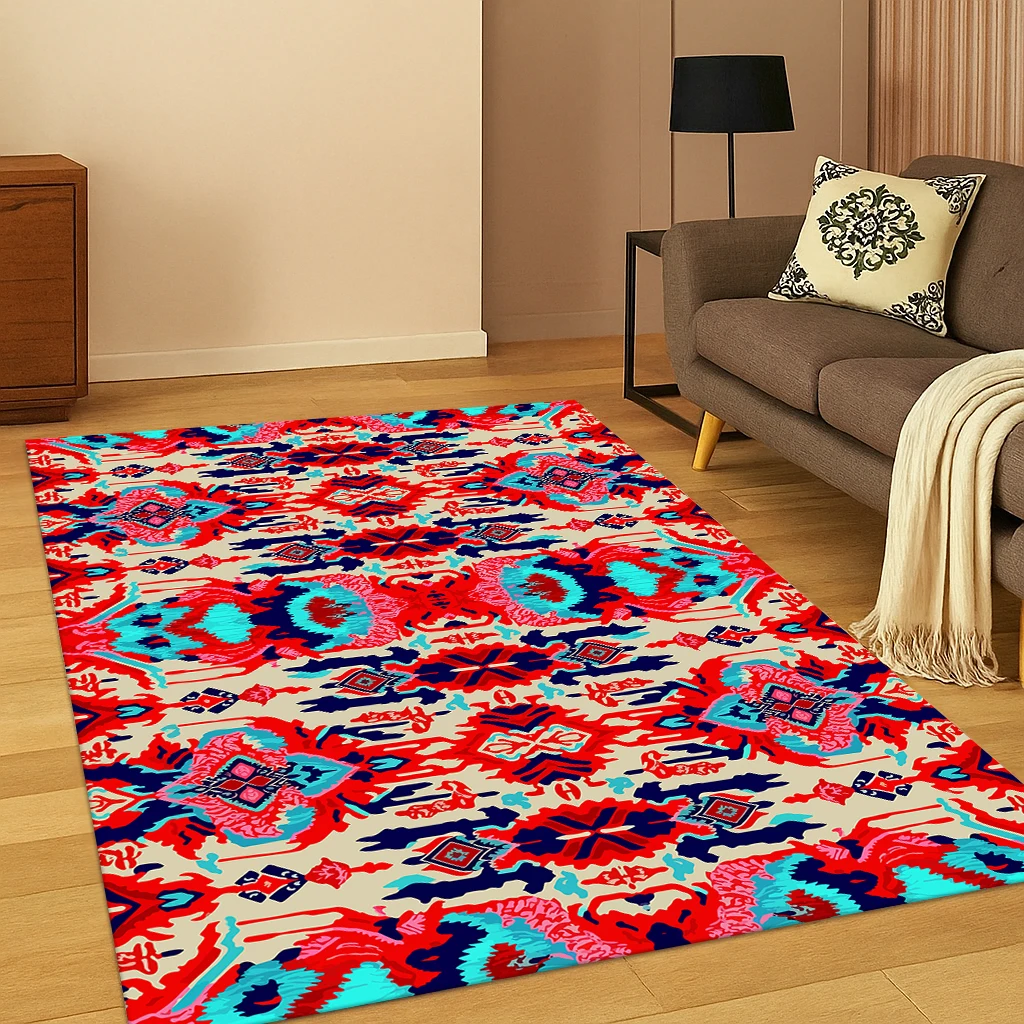 Türkiye Bohemian Persian Geometric Flower Carpet Rug for Home Bedroom Living Room Sofa Doormat Decor,Game Non-slip Floor Mat