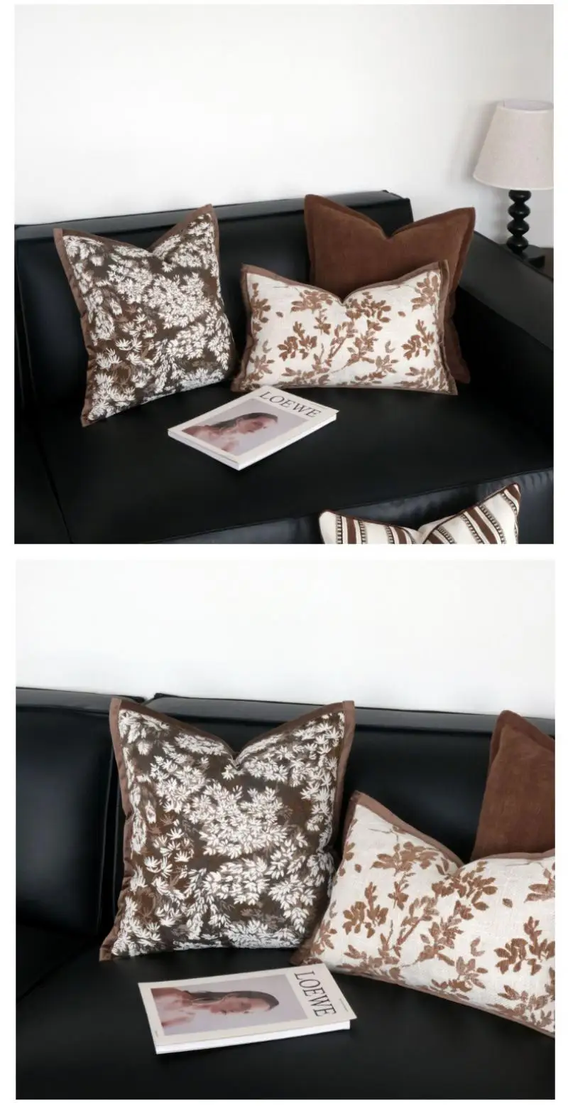Vintage Wabi-Sabi Stil Braune Serie Kissenbezug Cojines Jacquard Sofa Kissenhülle Kopfteil Kissenbezüge 30x50/45x45cm – Detail 4