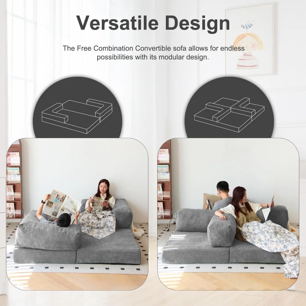 أريكة سرير قابلة للطي مع وسائد إسفنجية، أريكة نوم بدون ذراع للاستخدام في غرفة المعيشة وغرفة النوم #5