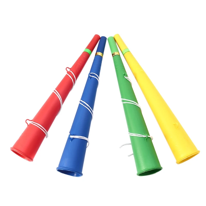 Ornamenti plastica colorati per calcio Ventilatore per feste Corno Vuvuzela Strumenti musicali giocattolo per tromba per