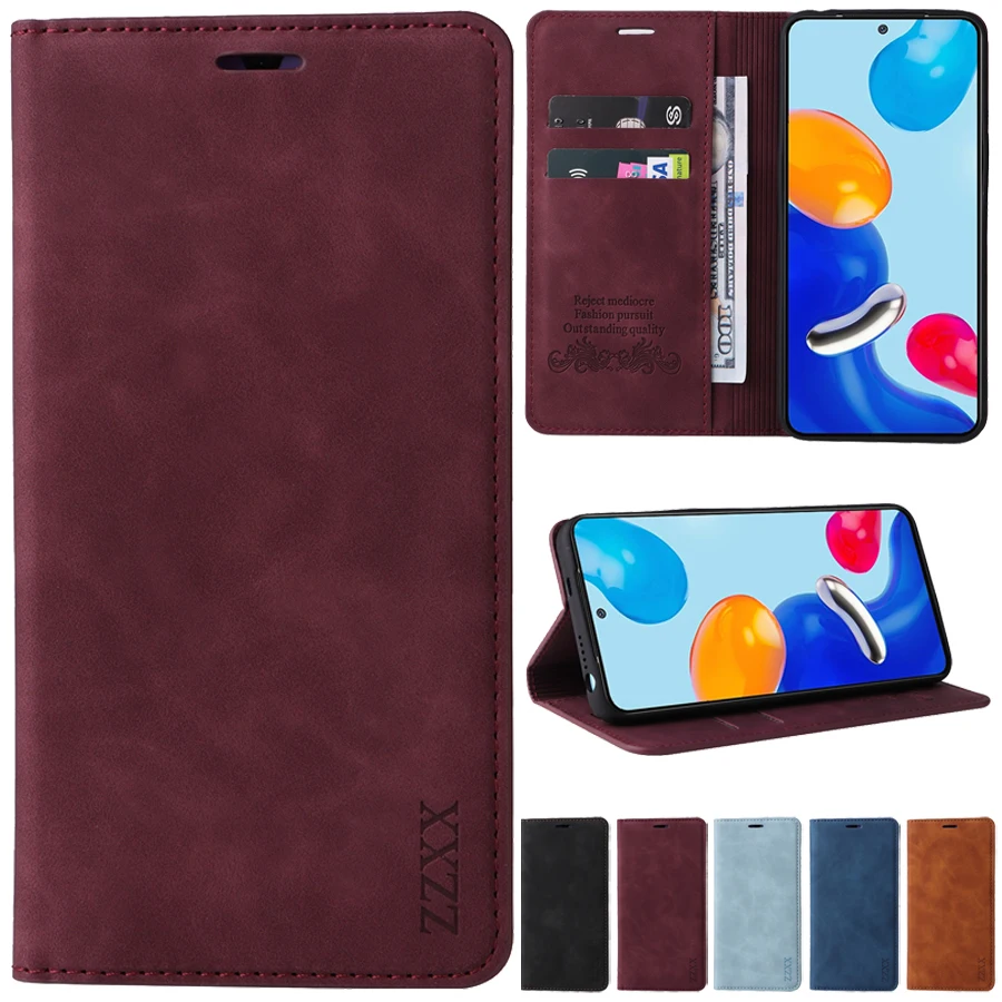 Skórzane etui z klapką i blokadą RFID na Xiaomi 15T 14T Poco C85 X7 X6 Pro Redmi 15C 14C 13C 12C Note 15 Pro+ 14S 14 Pro