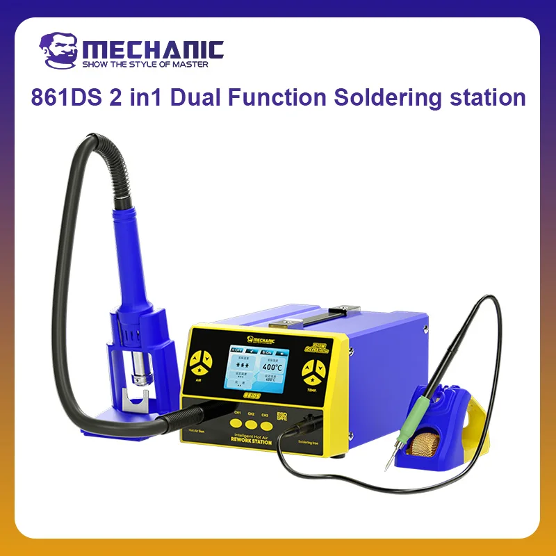 MECHANIC OFFICIAL 861DS 2 in1 Dual Function Soldering station Hot Gun Power 1000W  Machine For Mobile Phone PCB BGA Repair