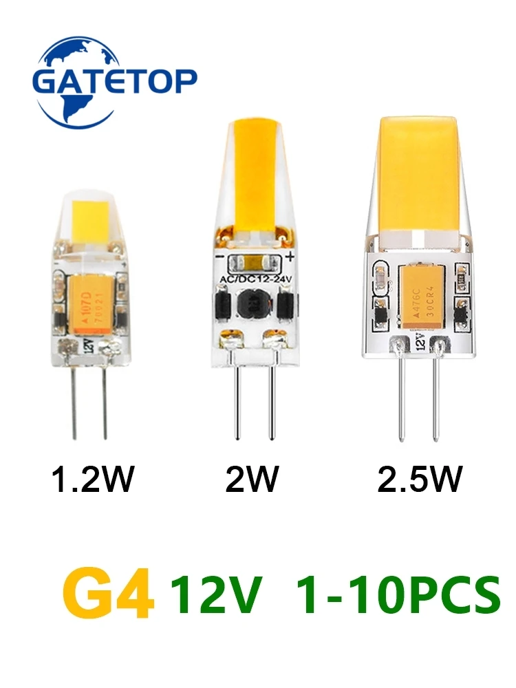 Mini lampadina LED in gel di silice G4 a bassa tensione 12V COB la luce bianca calda è adatta per la sostituzione della lampada alogena da 20W con lampada in cristallo