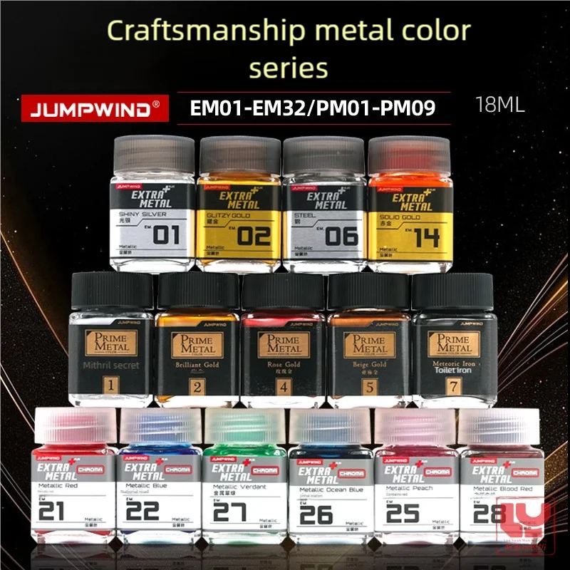 

18ML JUMPWIND NEO Craffsmanship Metal Color PaintsEM01-32 Pigment Model Coloring for Model Building Fluorescent Ink Accent Color