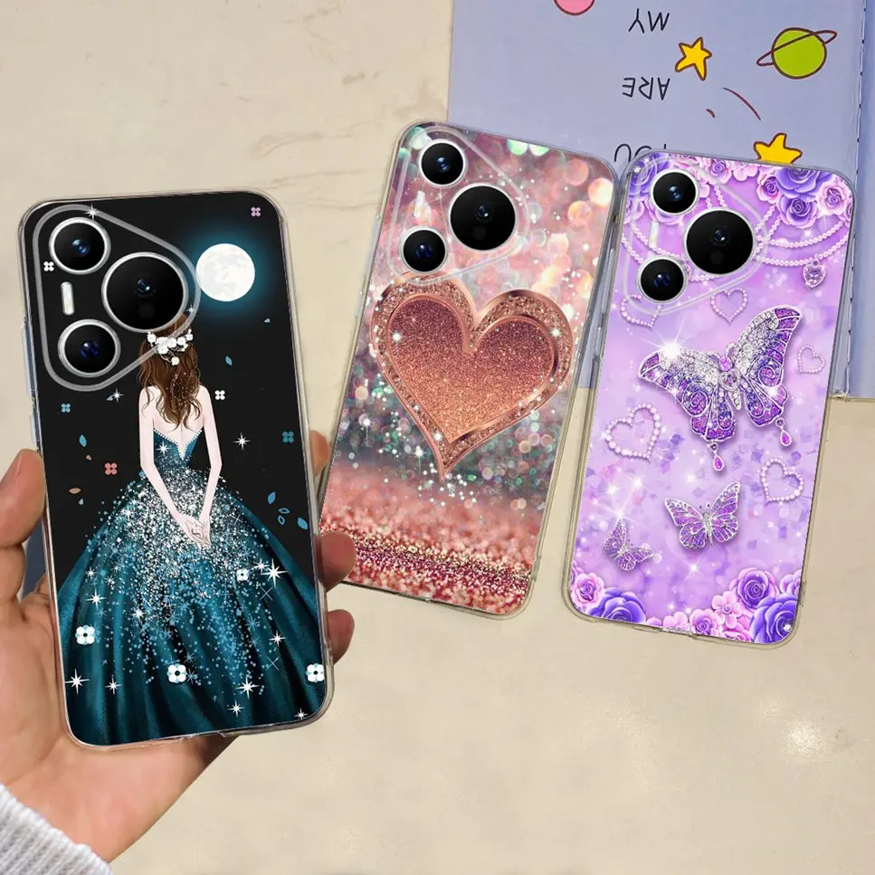 For Huawei Pura 70 ADY-LX9 Case Cute Cat Astronaut TPU Soft Silicone Clear Cover Coque For Huawei Pura70 5G 6.6