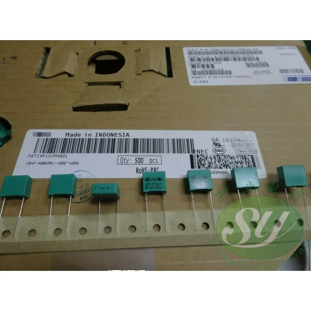 

10PCS 0.01uf/480vAC 10nf 103 Brand new X1 10mm film capacitor F872AP103M480L