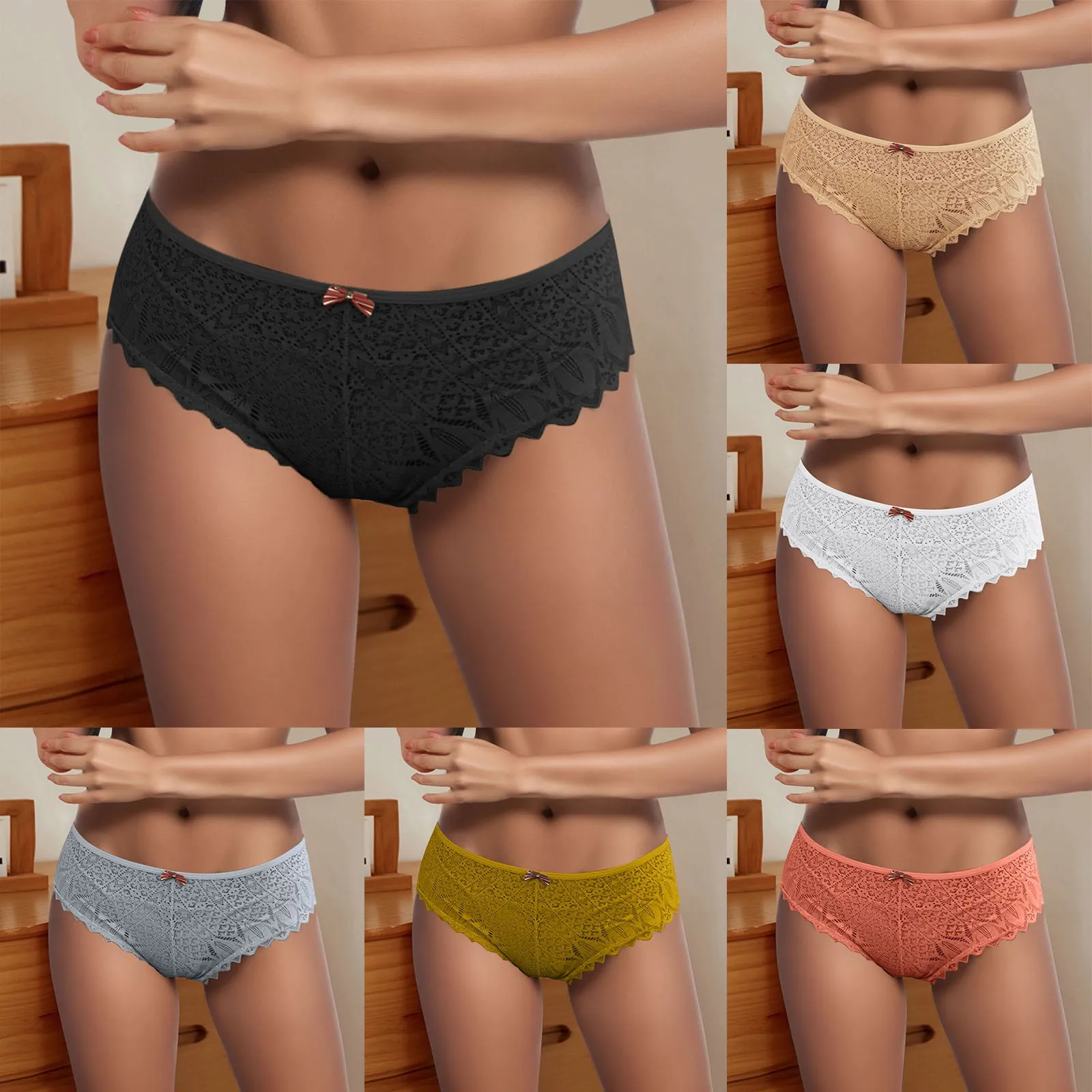 

Sexy Lingerie Women's Panties Solid Color Low Waist Comfortable Breathable Fashionable Bowknot Underwear Briefs for Ladies