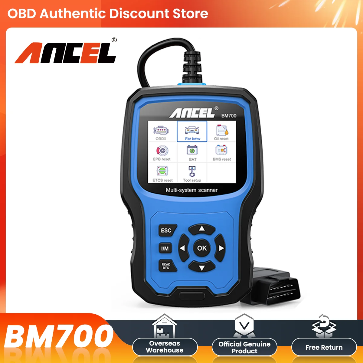 

ANCEL BM700 OBD2 Scanner for MINI EPB SAS Airbag TPMS Battery Oil Reset OBD2 Automotive Scanner Car Diagnostic Tool Free Update