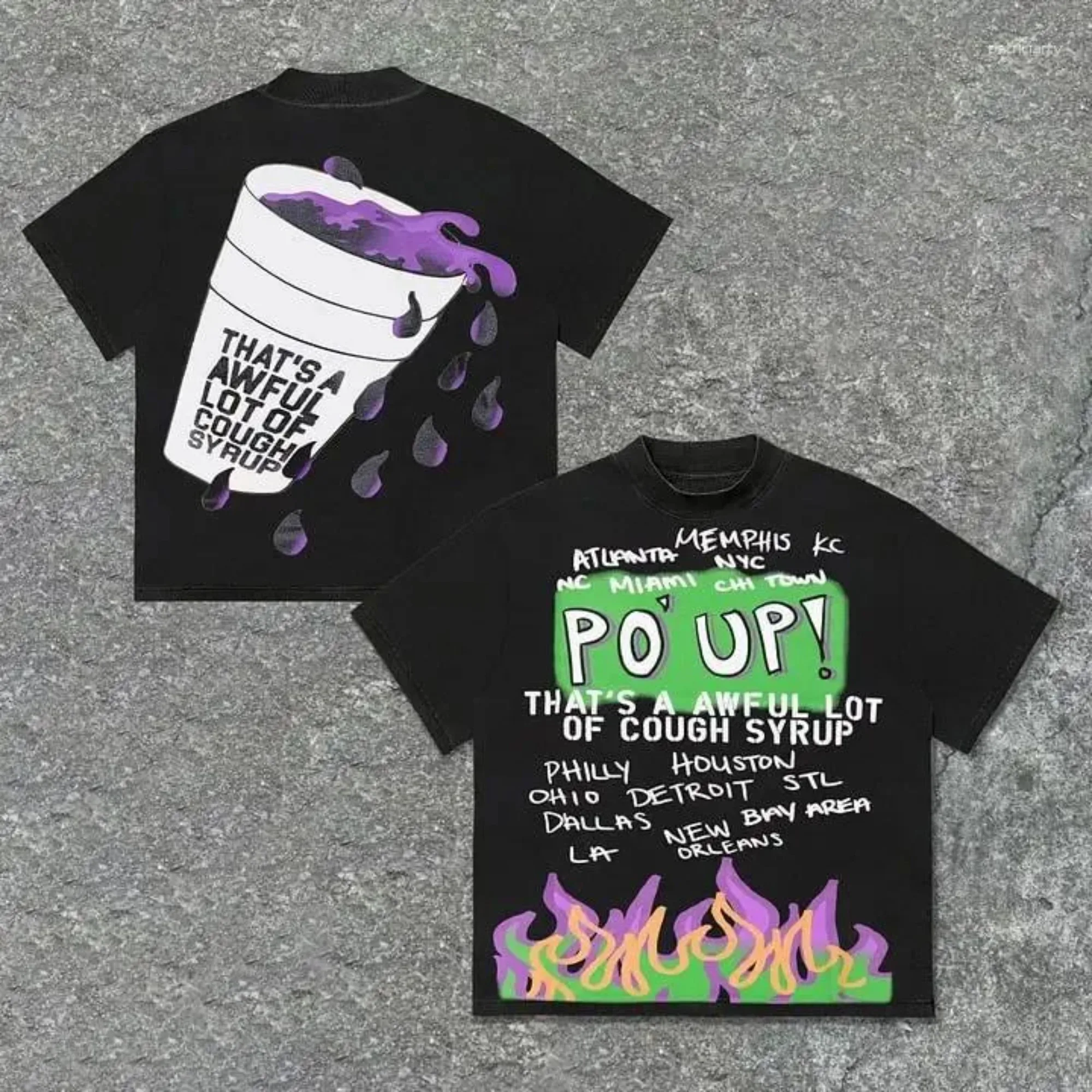 رهيبة من السعال Surup قميص الرجال تي شيرت الجرافيك القطن ذلك رهيب من شراب الساحر تي شيرت للجنسين خمر الشارع الشهير الرجال