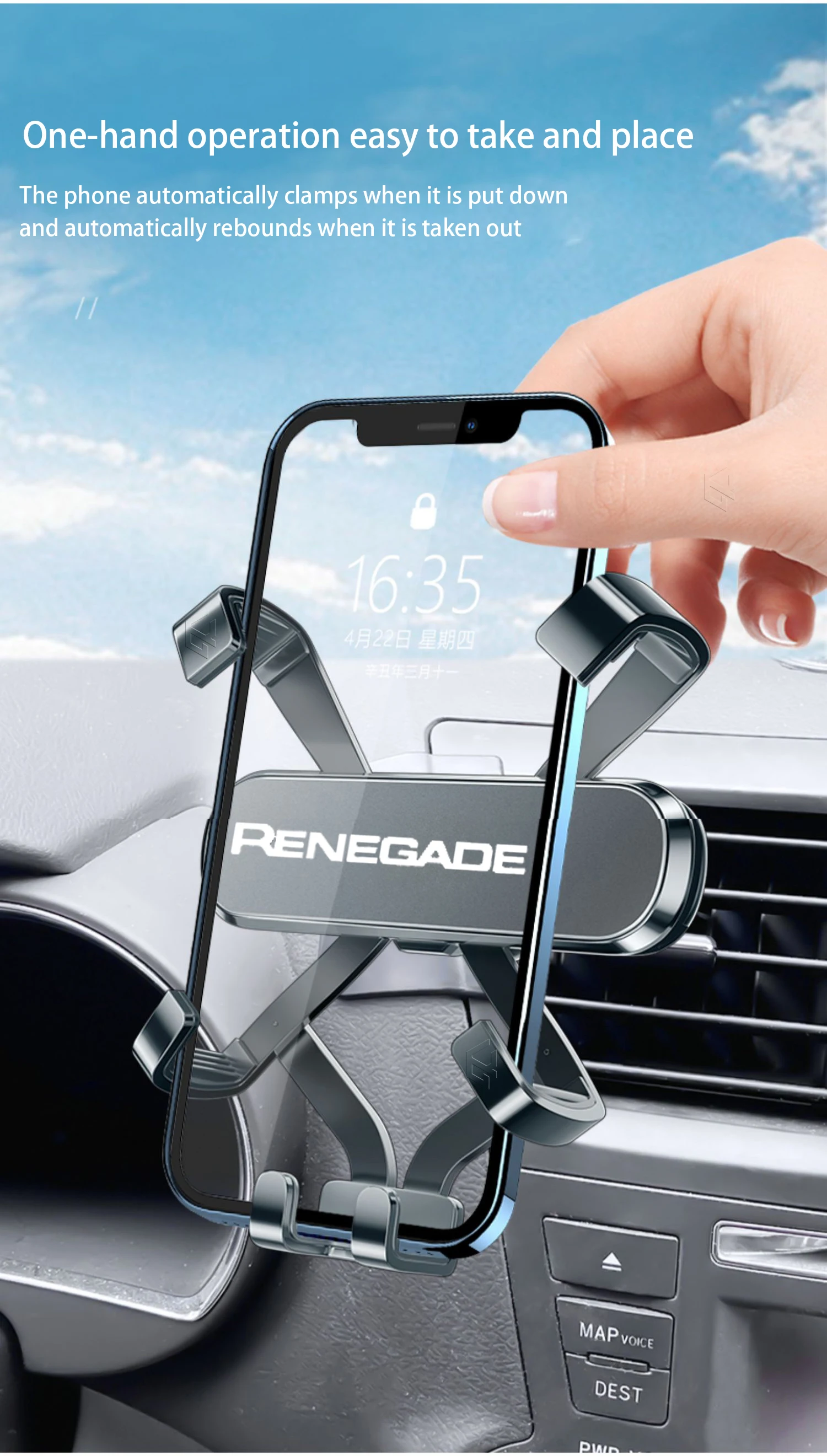 Auto Handy Halter Für JEEP Renegade 2016-2021 Einstellbare Spezielle Handy Halter GPS Basis Halterung Ständer Zubehör – Detail 5