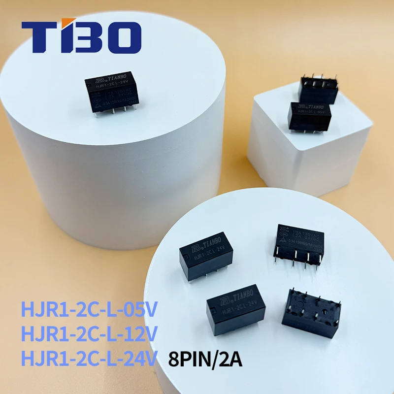 

1Pcs TIANBO Relay HJR1-2C-L-05V HJR1-2C-L-12V HJR1-2C-L-24V 8Pin 2A Synchronous HK19F HFD27-005 012 024 Signal Relay