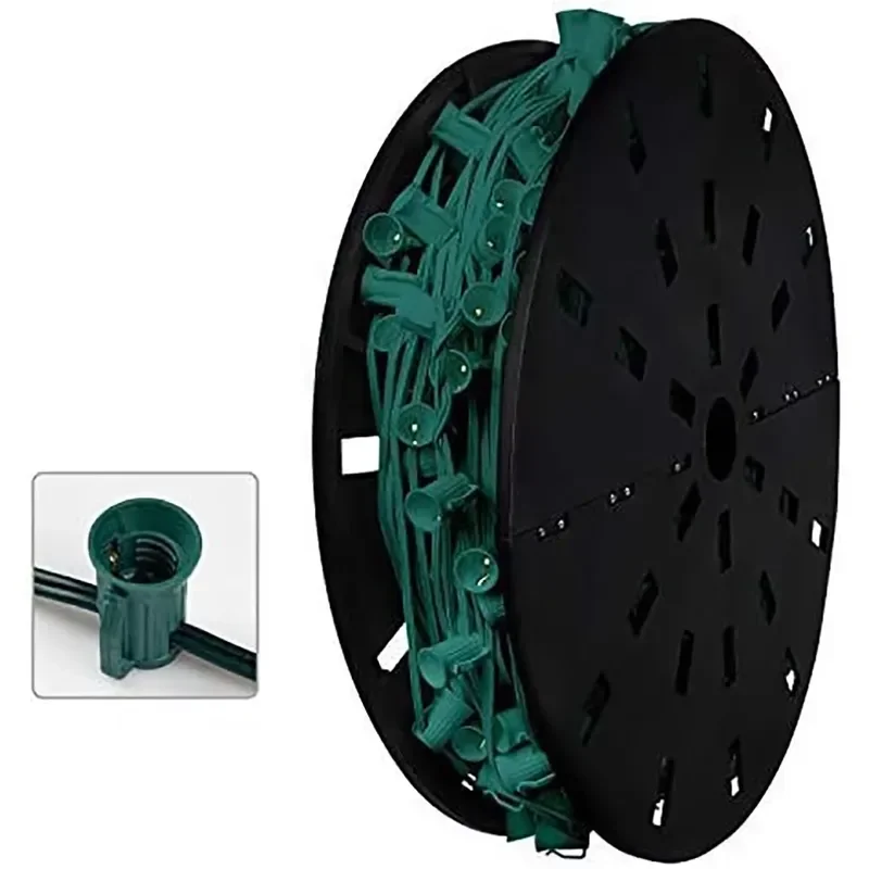 Outdoor C7 4in SPT-1 1000ft 3000 Socket Spool E12 Base Christmas Lights IP44 Rated 3500K Warm White Easy