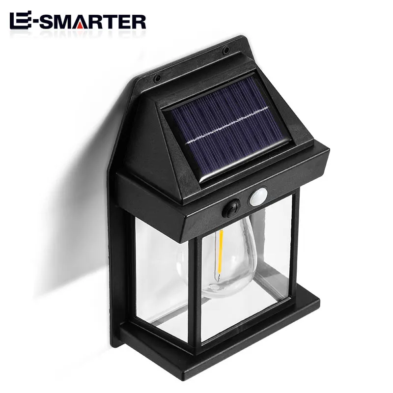 Motion Sensor Solar Tungsten Night Lamp Intelligent Wall Lamp 3 Lighting Modes Waterproof Courtyard Garden Decoration Lantern