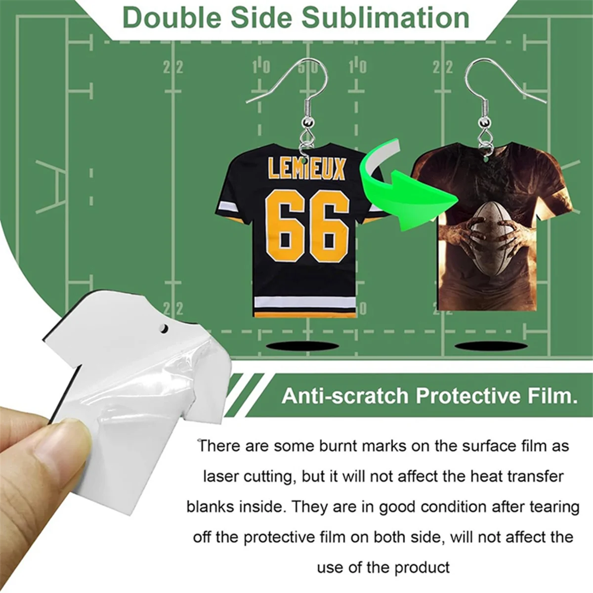 48Pcs Sublimation Earrings Blank Jewelry Earrings Wooden MDF Sublimation Football Shirt Earrings DIY Blank