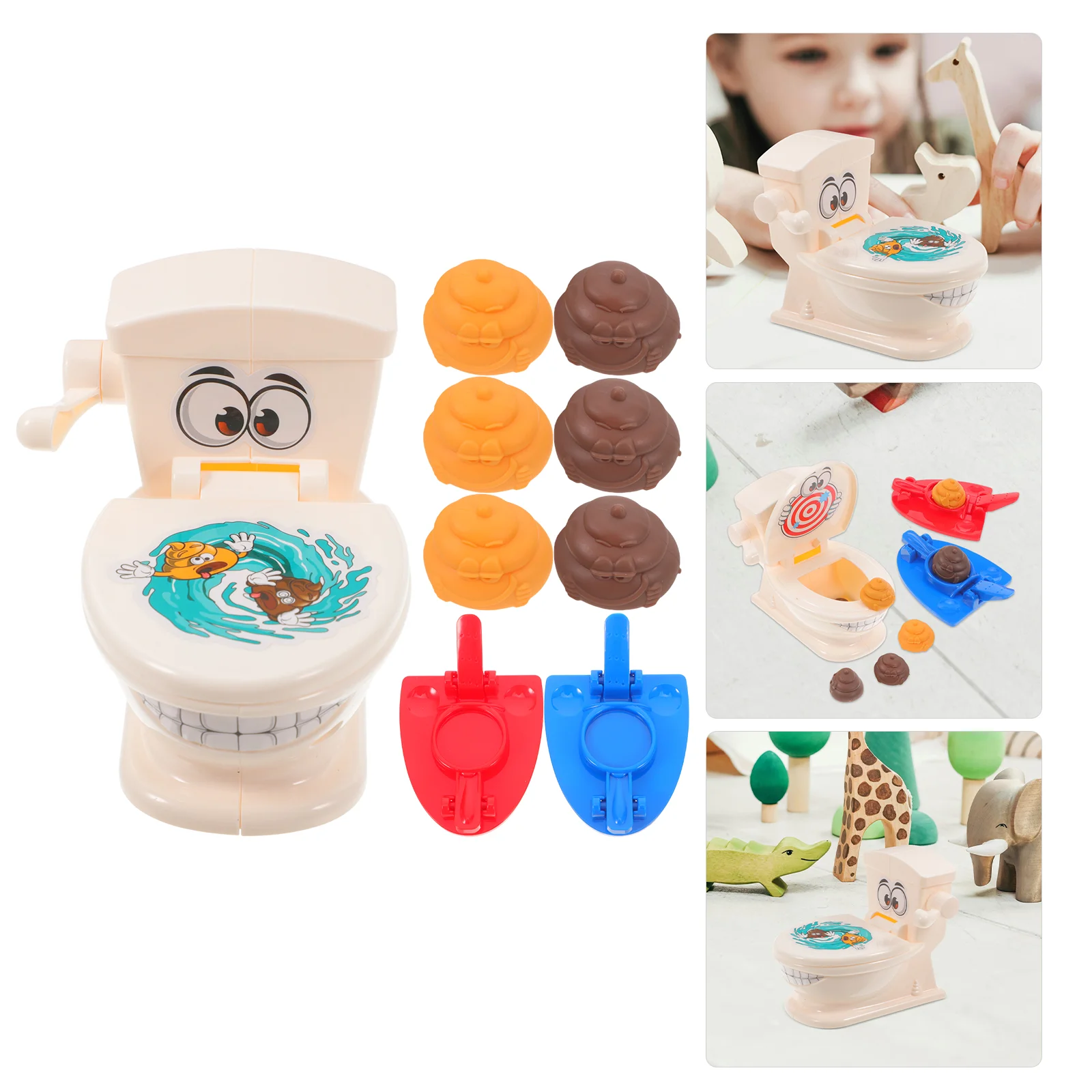 Poop Toilet Toys for Kids Prank Kit Catapult Funny Pranks Stuff Plastic Gadgets Parent-child