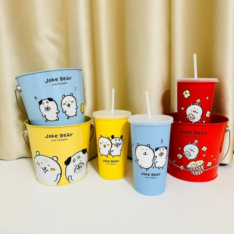

Joke Bear And Friends Popcorn Bucket Straw Cup Tumbler Cinema Co Branded Cartoon Snack Container For Movie Watching Pendant Toys