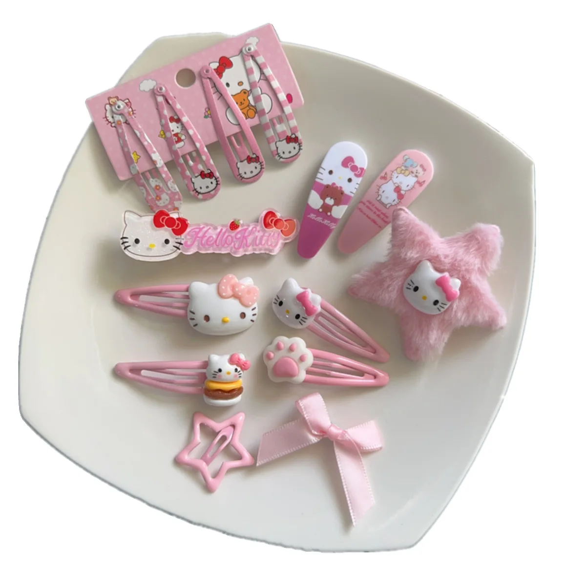 Kawaii Hello Kitty Cartoon Hair Clip My Melody Kuromi Y2K Hair Accessory Set Cute Sweet Bangs Holiday Gift  Shattered Hair Clips