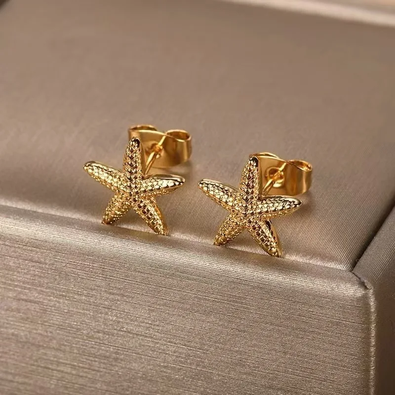 Vintage Star Shaped Earrings, Simple Star Shell Earrings, Ocean Party Jewelry Gift, New 2024 Collection