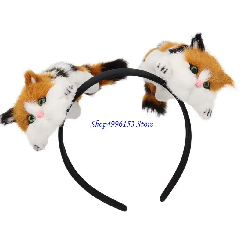 

Q0KE Vibrant Animal Ears Hairband Washable Fabric Headdress For Costume Fun Daily