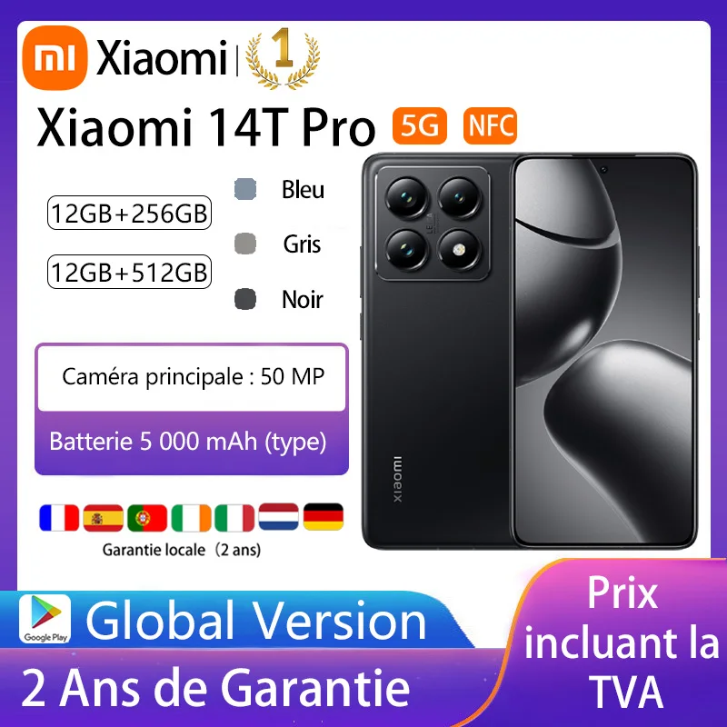 Xiaomi 14T Pro 5G NFC,MediaTek Dimensity 9300+,144Hz AI Display,50MP Camera,5000mAh Battery,Wireless HyperCharge Technology,Charger Not Included