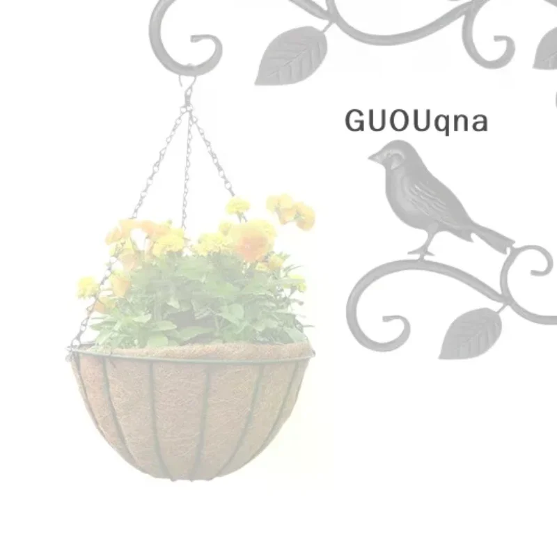 Iron Hanging Plant Brackets With Decorative Bird And Leaf Design Perfect For Outdoor Patio Balcony Garden Wall Use Wrought