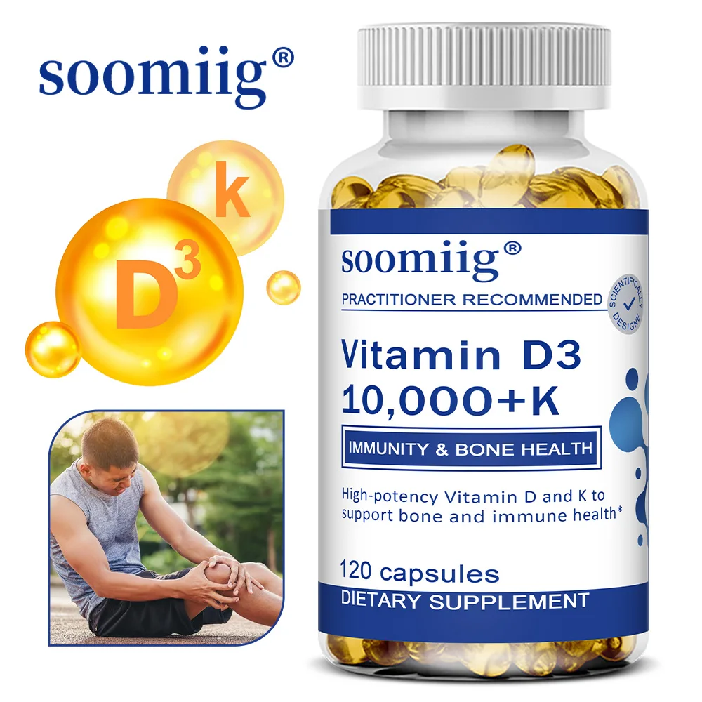 

Витамин D3 + K - Добавка для поддержки иммунитета, здоровья костей и сердца, Витамин D с MK-7 (Витамин К2), без ГМО, без глютена